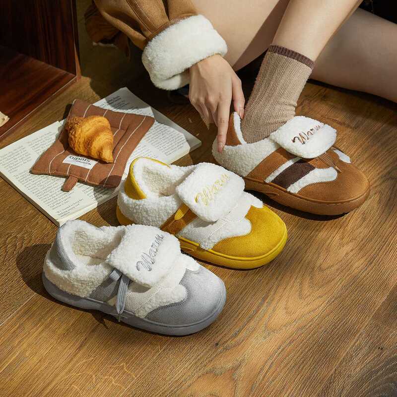 蚂蚁之恋冬款新款暖冬云朵绒德训鞋女外穿加绒保暖休闲系带棉鞋|undefined