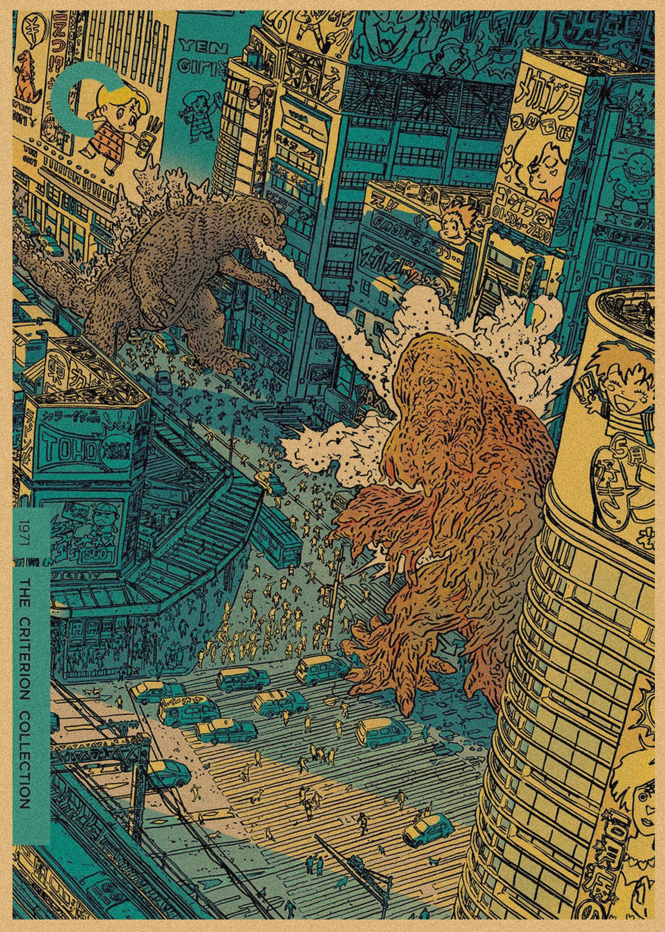 Godzilla película Godzilla póster retro kraft decoración mural mural 258