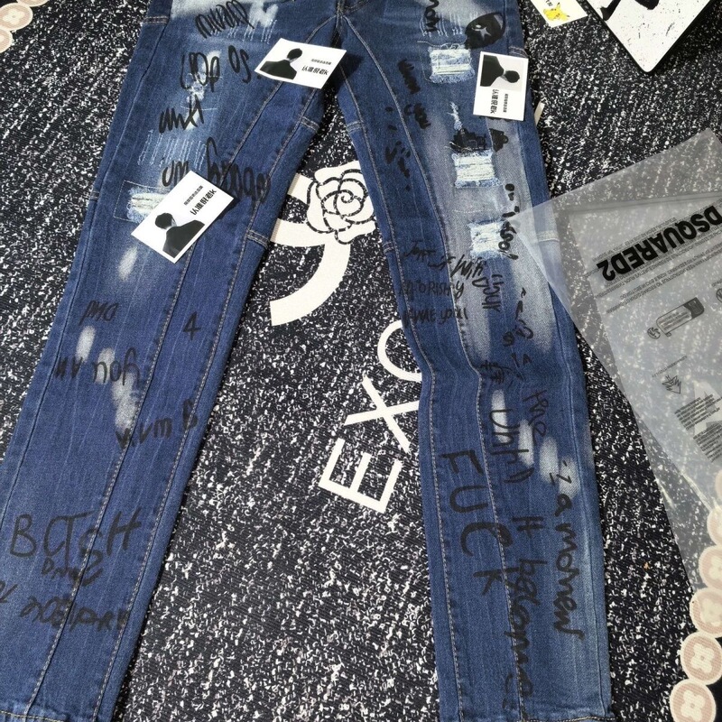 Three-label D2 jeans, Guangzhou high-end version, light luxury magic pants for men, original version, Three Little Guys, in-stock wholesale trousers Three-label D2 jeans, Guangzhou high-end version, light luxury magic pants for men, original version, Three Little Guys, in-stock wholesale trousers