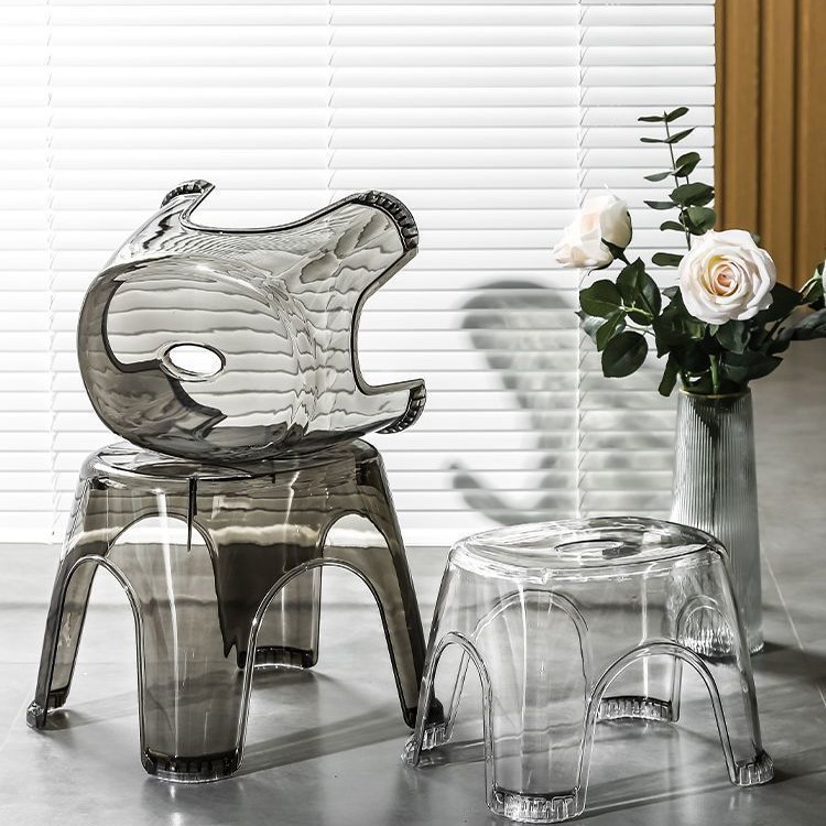 Taburetes transparentes taburetes pequeños taburetes de oficina en el hogar para pisar taburetes antideslizantes taburetes de baño de cambio de zapatos Zhigao Round