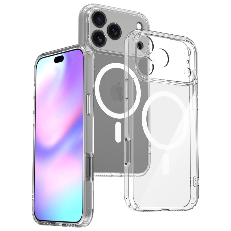 适用于苹果17promax磁吸手机壳精孔透明iphone16无线充保护15硬壳|undefined