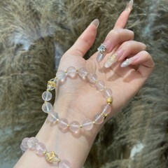 Qiaoen 天然氷透明六芒星モーフェンホワイトクリスタル S925 シルバーブレスレット多用途デザインクリスタルブレスレット卸売