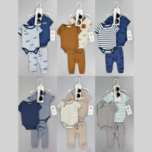 跨境现货批发婴儿外贸出口包屁衣pp裤跨境现货批发小码男宝4件套