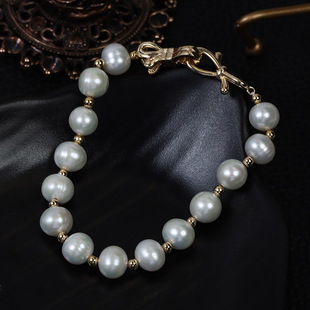 New Natural Freshwater Pearl Niche Design Rice Bead Bracelet Simple Temperament Bow Buckle Bracelet Wholesale
