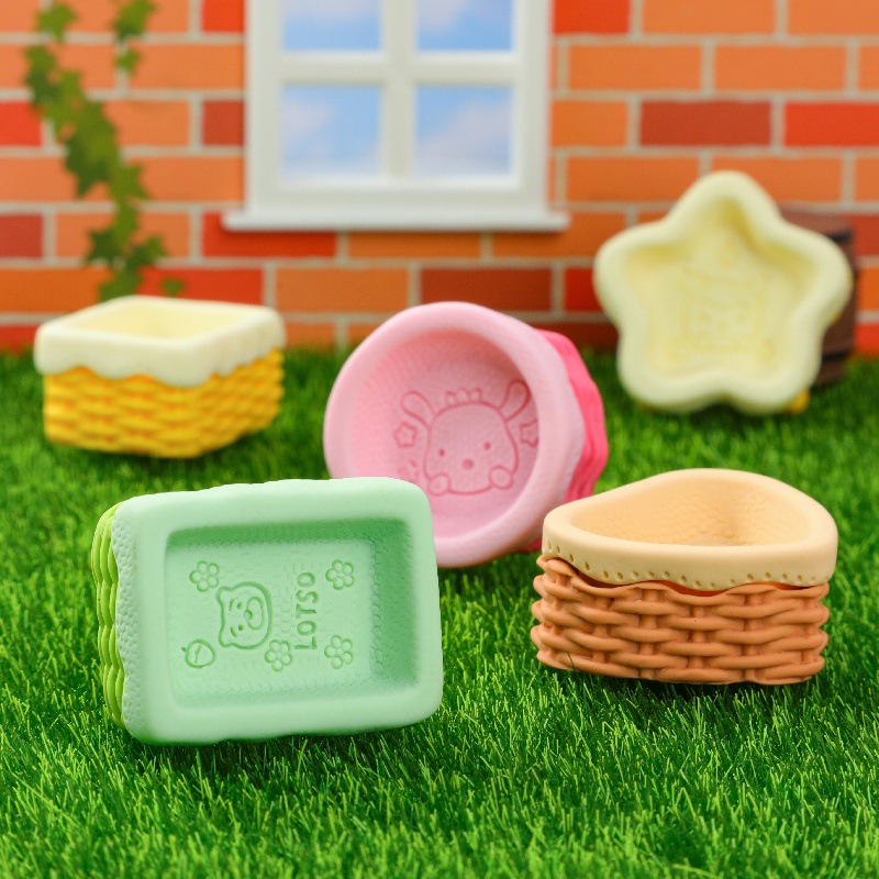 卡通树脂仿真双色篮子饰品配件 创意桌面小摆件DIY冰箱贴装饰批发