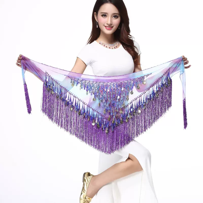 万圣节现货印度舞蹈服闪片流苏腰巾肚皮舞臀巾腰链拉丁舞腰巾批发