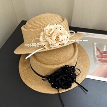凉芳新款夏季遮阳太阳帽女减龄波点花朵设计沙滩拍照草帽