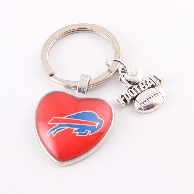 NFL I LOVE FOOTBALL Heart Keychain Bill Cowboy Steelers Chieftain Etc 32 Time Gem Logo