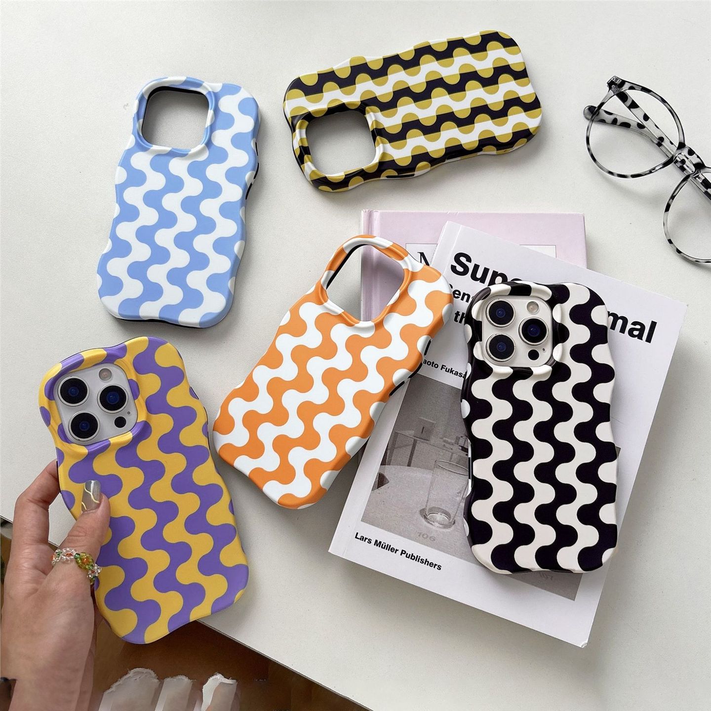 Wave-line film two-in-one magnetic phone case for Apple 17pm, 16 shockproof stand protective cover, cross-border