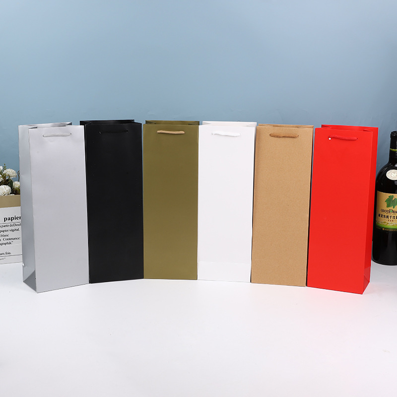 跨境圣诞节葡萄红酒白酒手提袋礼品袋牛皮纸Redwinebag现货礼物