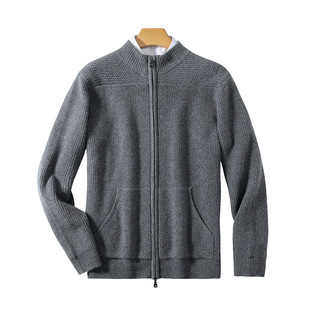 100 Pure Mountain Cashmere Sweater Men's Half High Collar Zipper Cardigan Winter Thickened Warm Sweater Fashion Sweater Jacket