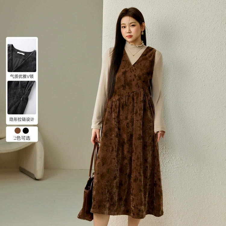 Слепое шоу большой размер женской литературы и искусства, холодный ветер, темперамент, темпераментное платье без рукавов, жирное mm2024 осенний новый