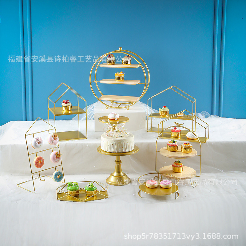 Fiesta de postre de hierro forjado europeo decoración de mesa de postre pastel bandeja de comida fría de té de la tarde refrigerio estante de pastel