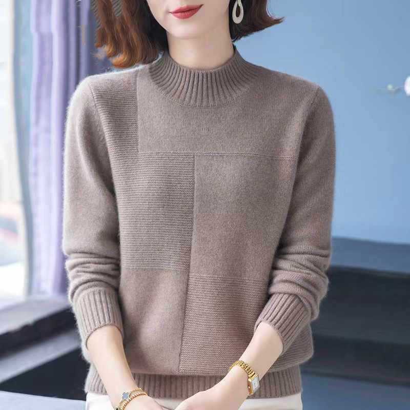 Autumn and Winter 2025 New Sweater Half Turtleneck Short Thickeneded Knitted Bottoming Shirt Warm Outer Top Mother's Wear Autumn and Winter 2025 New Sweater Half Turtleneck Short Thickeneded Knitted Bottoming Shirt Warm Outer Top Mother's Wear
