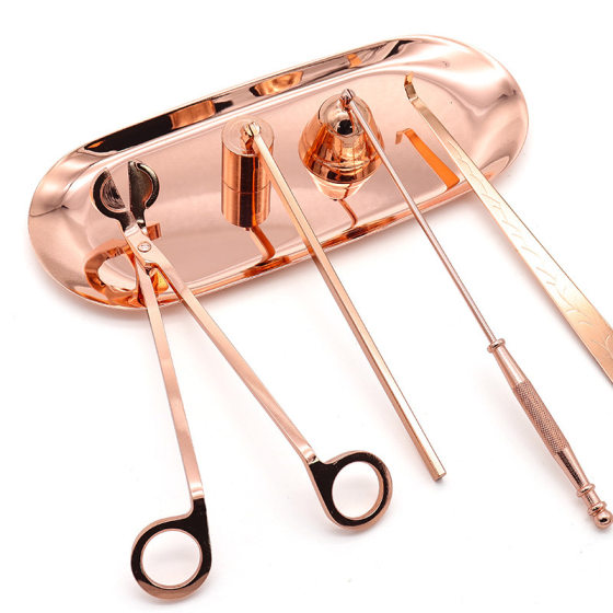 Rose Gold Aromatherapy Candle Tool Five-piece Candle Hook Candle Core Cut Candle Cover Accessories Candle Extinguisher Factory Wholesale