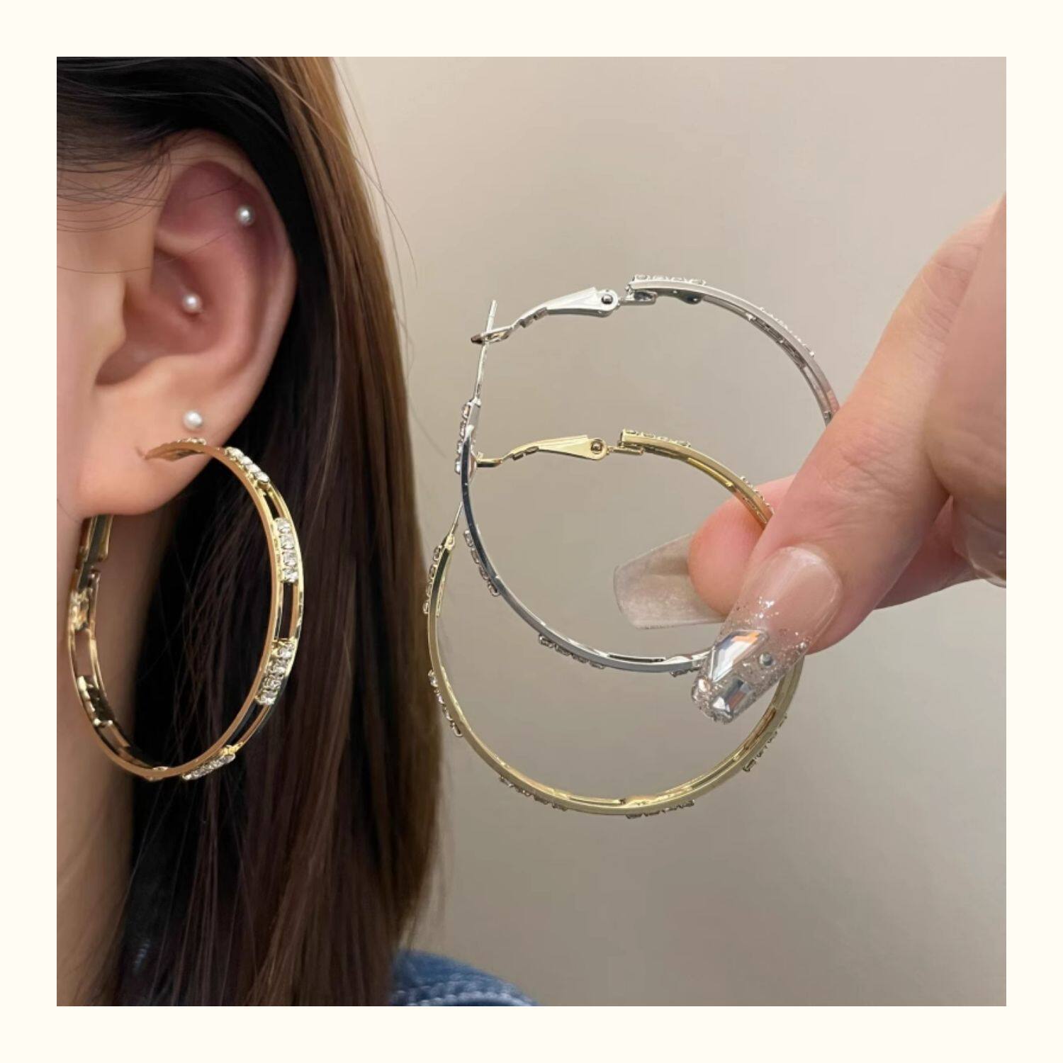 Orecchini a cerchio unici da donna con perno in argento s925_voghion.com