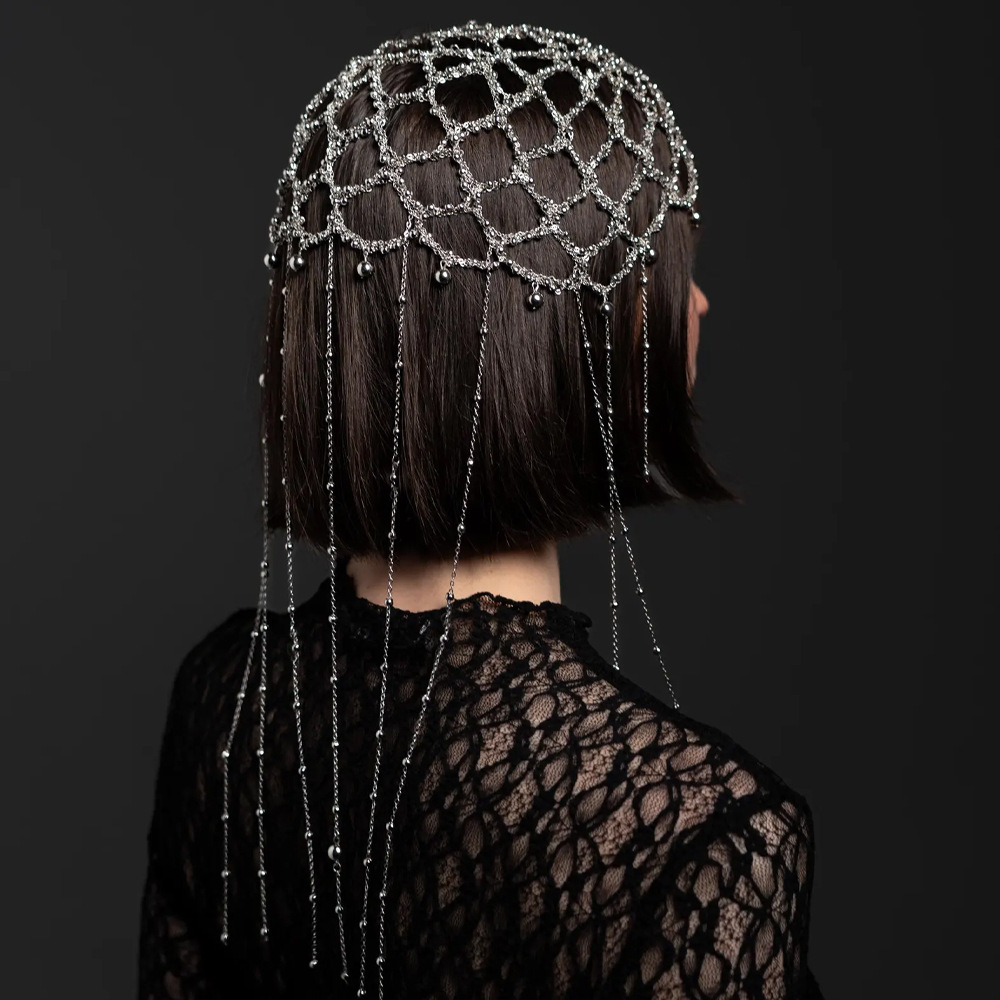 Popular foreign trade product: Women's vintage braided net tassel hair chain, head accessory for stage performances and parties