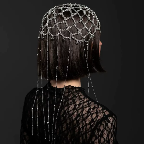 Popular foreign trade product: Women's vintage braided net tassel hair chain, head accessory for stage performances and parties
