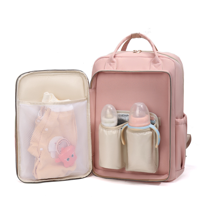 Cross-border large-capacity mommy bag, multi-functional storage maternity bag, water-repellent portable insulated double-shoulder mother and baby bag Specification drawing