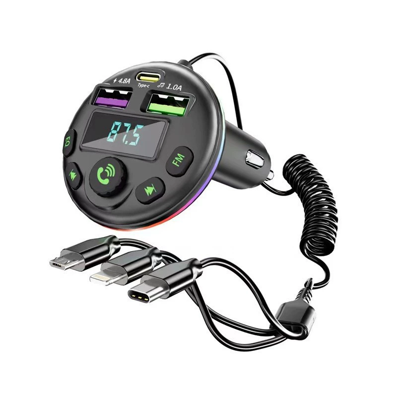 Трансграничный Car Автомобильный MP3 Bluetooth-плеер громкой связи Автомобильный FM-передатчик Красочная атмосфера EQ Автомобильное зарядное устройство