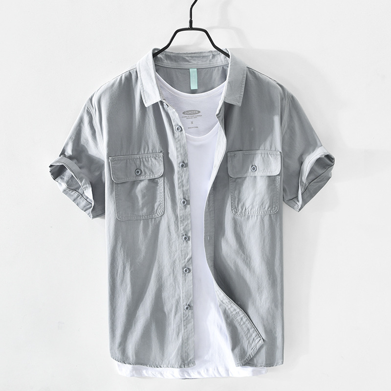 Z151 Spring and Summer New Men's Casual Cotton Short Sleeve Shirt Jacket Dropshipping