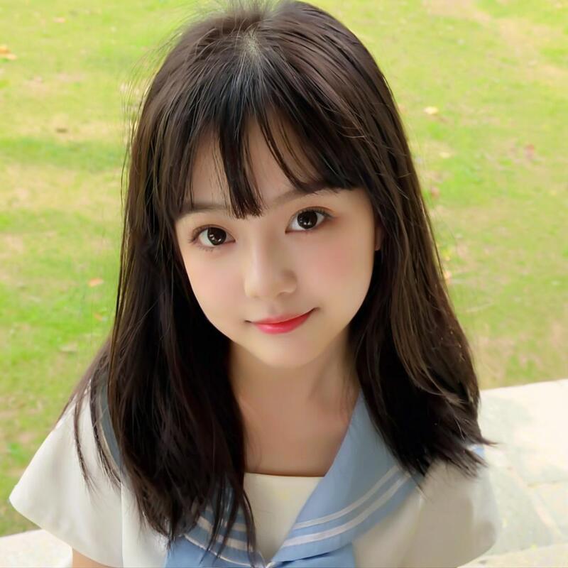 Wig Factory Cross-Border Foreign Trade Self-Supply Children's Black Straight Long Hair Air Bangs Full Headgear Ready for Sale