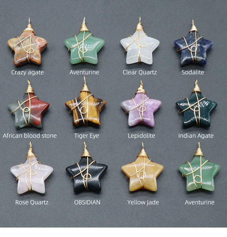 Retro Pentagram Natural Stone Jewelry Accessories 1 Piece