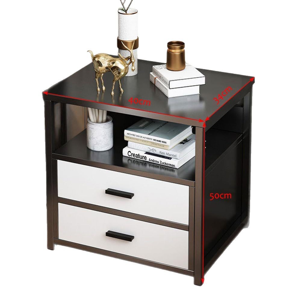 2 cajones mesa de cabezal de cama dormitorio mesa lateral marco abierto de metal