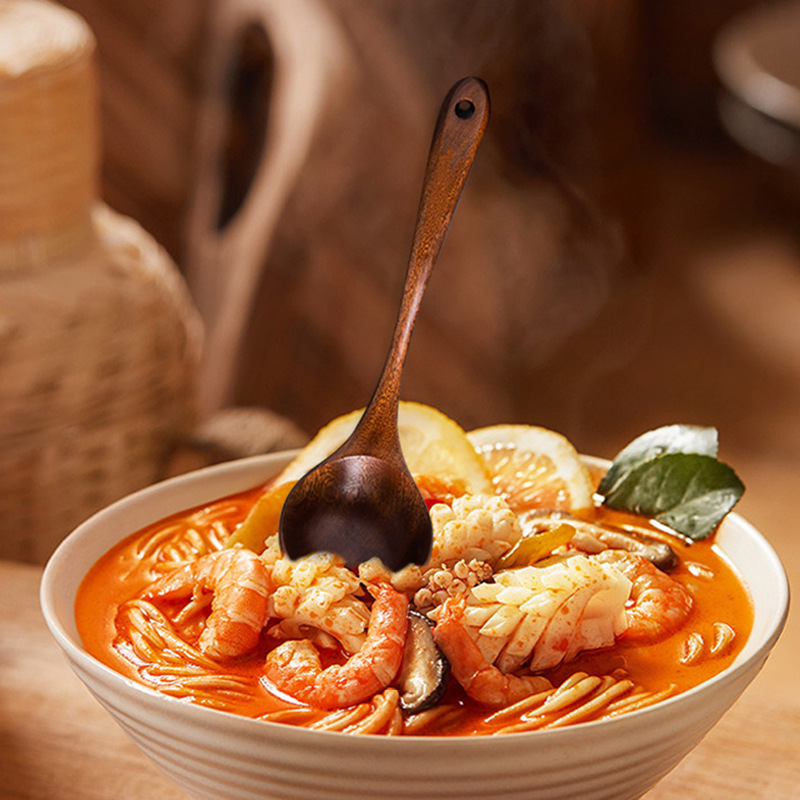 烏檀木鍋鏟不粘鍋長柄煎鏟木質廚房家用炒菜鏟木鏟木勺套裝漏鏟