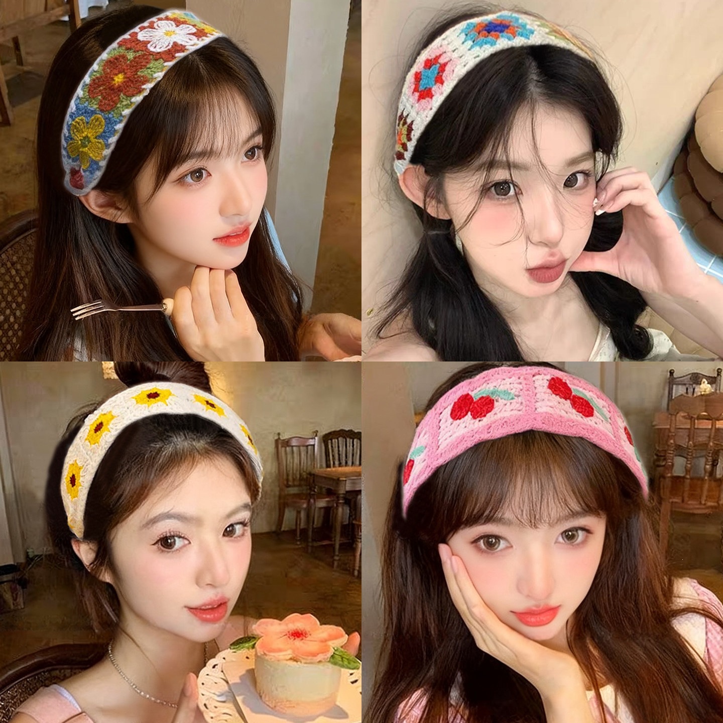 Sweet Knitted Floral Magic Tape Hairband for Women 2026 New Style Bangs Patch Hairband for Tidying up Loose Hair Cute Hair Accessory