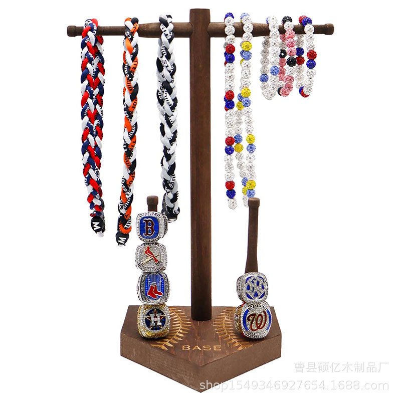 Spot Wooden Baseball Ring Holder Softball Championship Ring Display Wooden Stand Desktop Bracelet Jewelry Display Stand