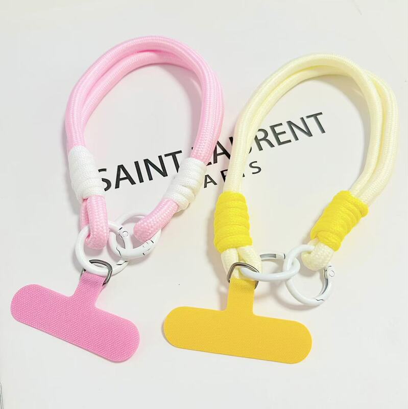 Ins Short Style Solid Color Phone Keychain Wrist Strap Universal Lanyard Ccd Woven Camera Wrist Pendant Phone Chain