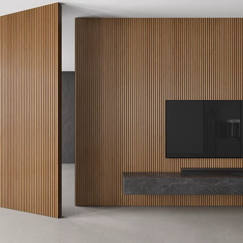 Внутренняя стеновая панель WPLR-18G Решетчатая панель из массива дерева Маленькая волновая доска ТВ Фон Настенная панель Изогнутая декоративная панель