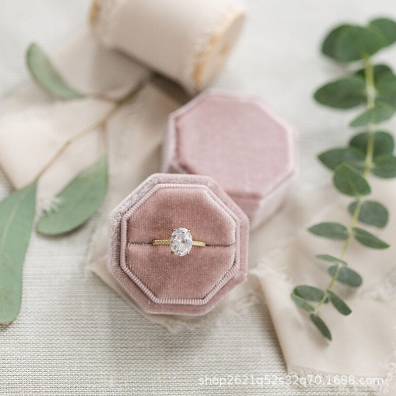 Etsy 箔押しカスタムテキスト 八角形ベルベット布製リングボックス 結婚式 婚約 プロポーズギフト 結婚祝い|undefined