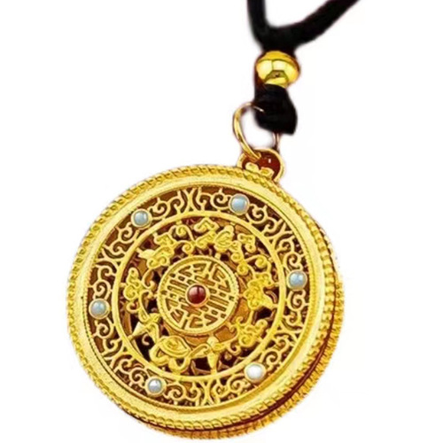 Wufu disc pendant Brass jewelry gold-plated women's Wufu disc pendant long-lasting color necklace for men and women