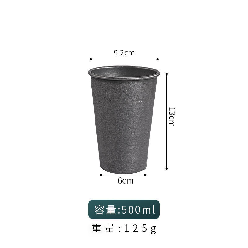 レトロ 304 ステンレス鋼ウォーターカップ、古いコーヒーカップ、商業ビールカップ、単層コールドドリンクカップ、落下防止カスタムロゴ|undefined