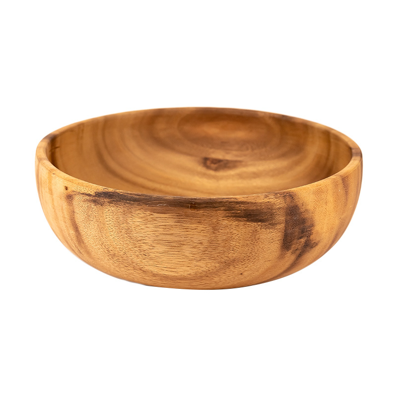 Tazón de madera de acacia de madera de estilo japonés Tazón de fideos Tazón de sopa Tazón de arroz chino restaurante cocina vajilla tamaño especificación al por mayor