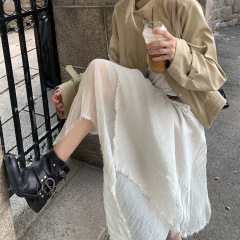 槿一 预习秋天 工艺复杂层次肌理感显瘦皱皱半身裙女不规则裙甜美