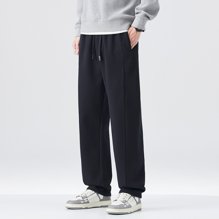 2025 nuevo otoño cordón elástico pantalones de cintura masculinos retro americano casual suelto pantalones rectos