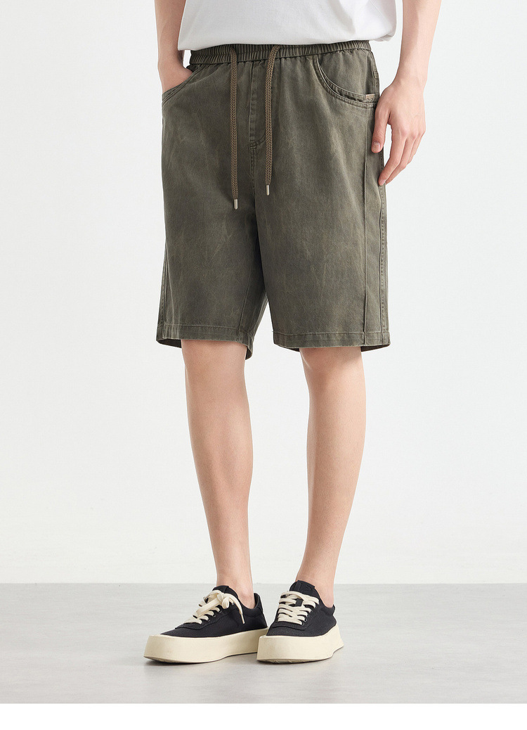 Quần short nam phong cách đường phố, vải kaki, kiểu dáng thoải mái — đen chi tiết 19