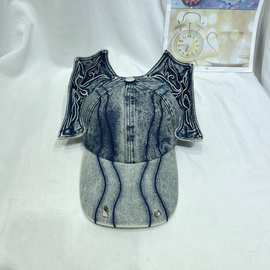 小众设计师款个性獠牙水洗牛仔棒球帽男女街头朋克风休闲鸭舌帽子