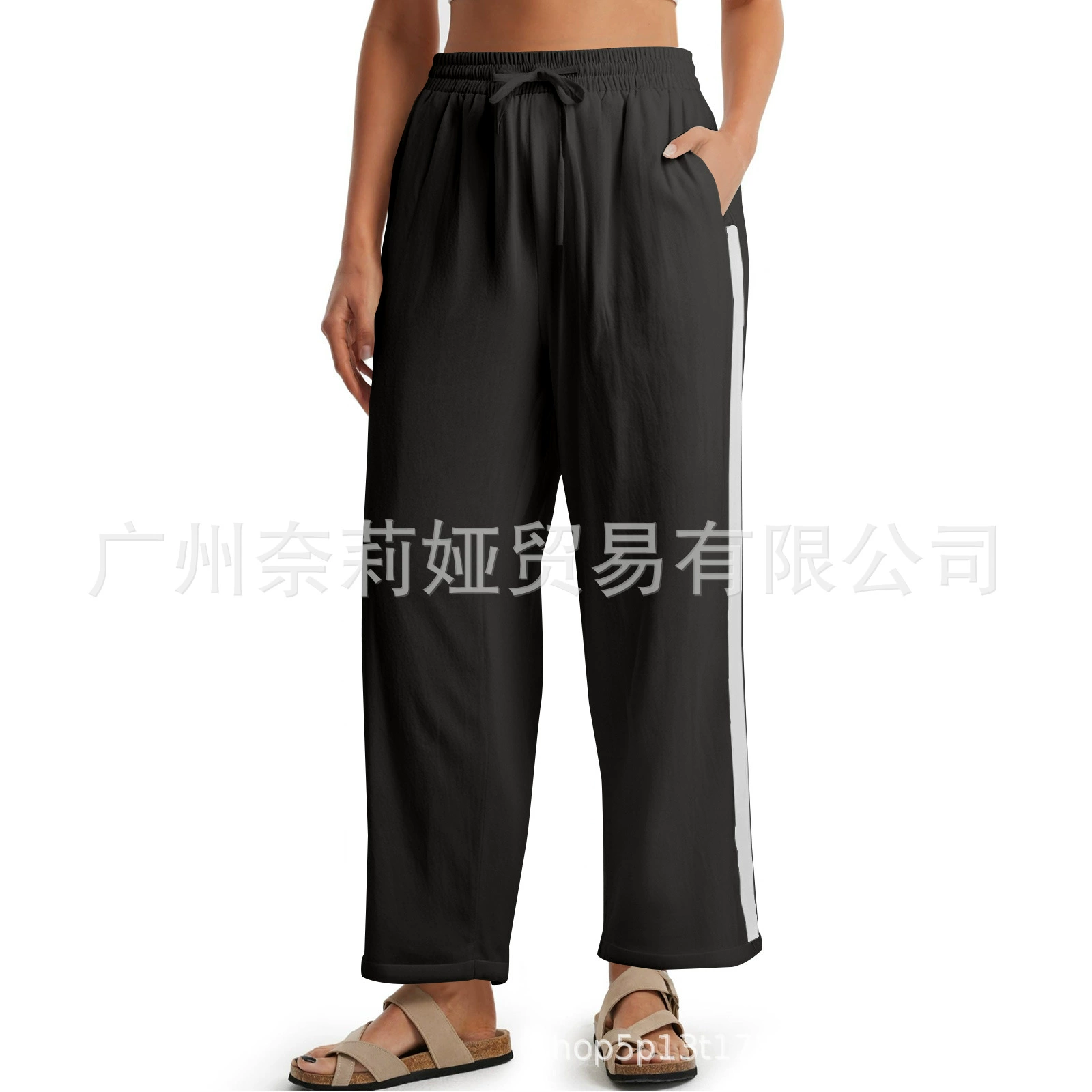 Amazon ebay AliExpress Европейская и американская одежда, свободные повседневные брюки, универсальные длинные брюки из хлопка и льна с завязками на шнурке
