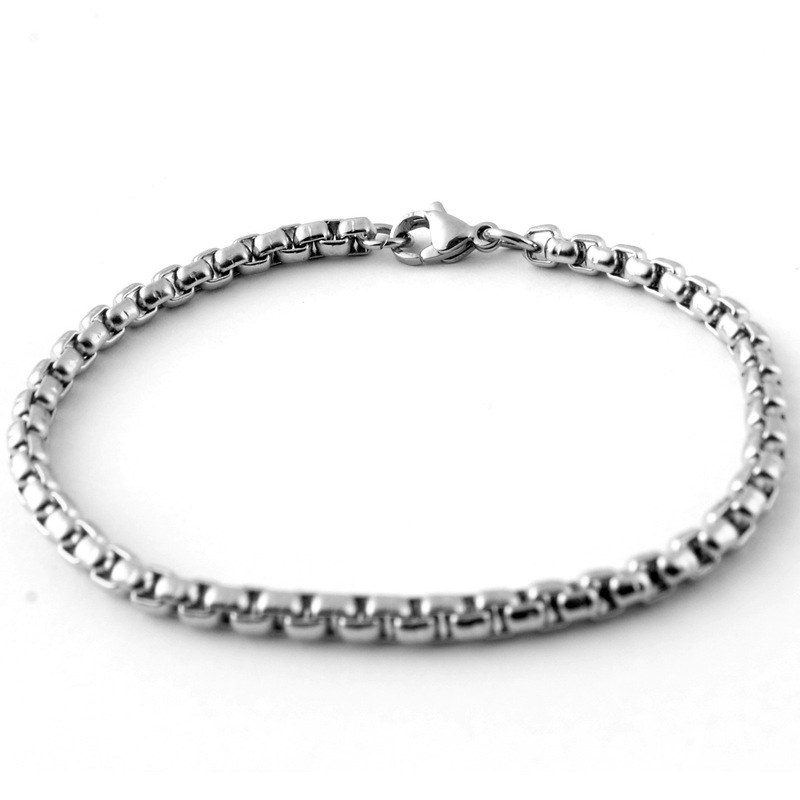 Korean style jewelry titanium steel bracelet men and girls Universal 304 stainless steel square pearl bracelet couple accessories bracelet