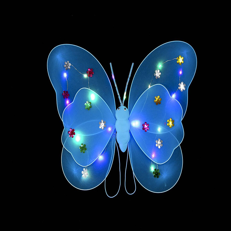 Mariposa luminosa alas de niña espalda juguetes flash niños maravillosos hadas varitas mágicas hadas flores set de tres piezas
