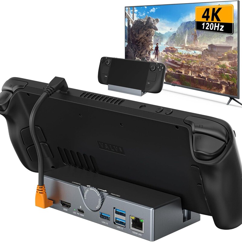 Suitable for Steamdeck Rogxbox Handheld Console Base 4K120Hz Adjustable Stand Gigabit Network Port Docking Station
