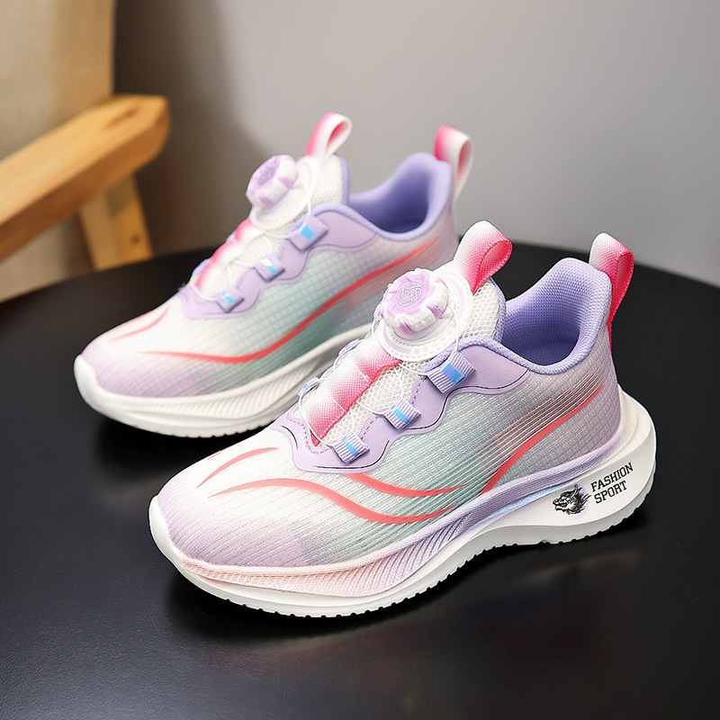 Calzado deportivo para niñas Primavera nuevo estilo Red Rabbit Calzado para niños Niños de mediana edad con malla transpirable Calzado para correr resistente al desgaste del campus para estudiantes