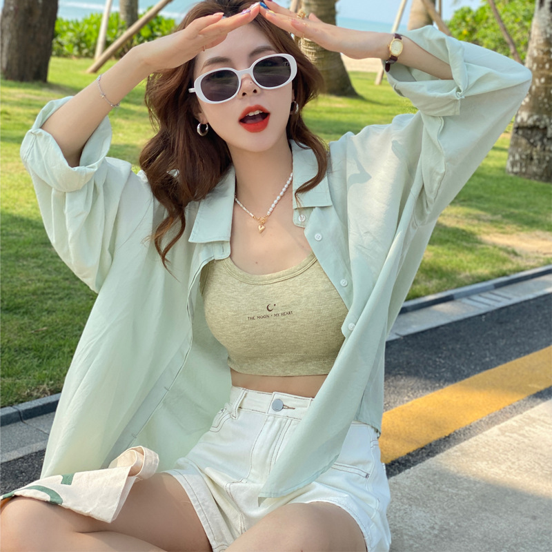 防晒衬衫外套女2026夏新款薄款上衣白色中长款开衫外穿遮阳必备