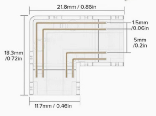 Conector de cinta de lámpara cob mini hebilla de cristal tipo L sin zona oscura conector sin soldadura 5mm 8mm correa de lámpara conector sin soldadura