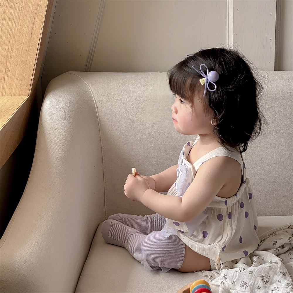 Verano Corea del Sur diseño de nicho ropa para bebés ropa para niños púrpura de alta gama lazo de bebé cabestrillo sin mangas traje de escalada