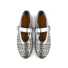 牛皮版～平底單鞋女圓頭鏤空一字帶平底瑪麗珍鞋一字扣芭蕾舞